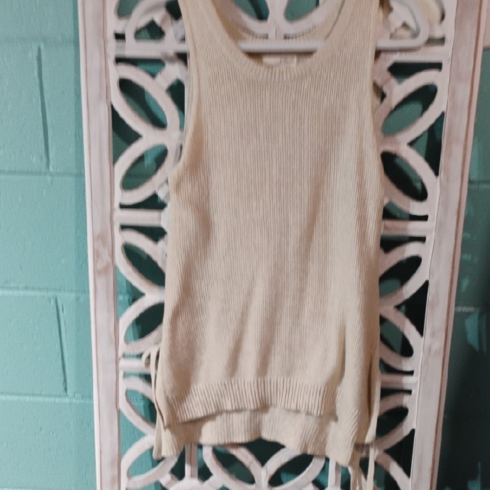 Cozy Oversized Tie Side Universal Thread Cream Colored Knit Tank Top